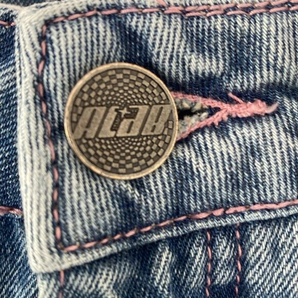 A.LAB Blue Denim with Pink Stitching Super Wide Leg sz 10 W32 Y2K Street - Picture 7 of 16